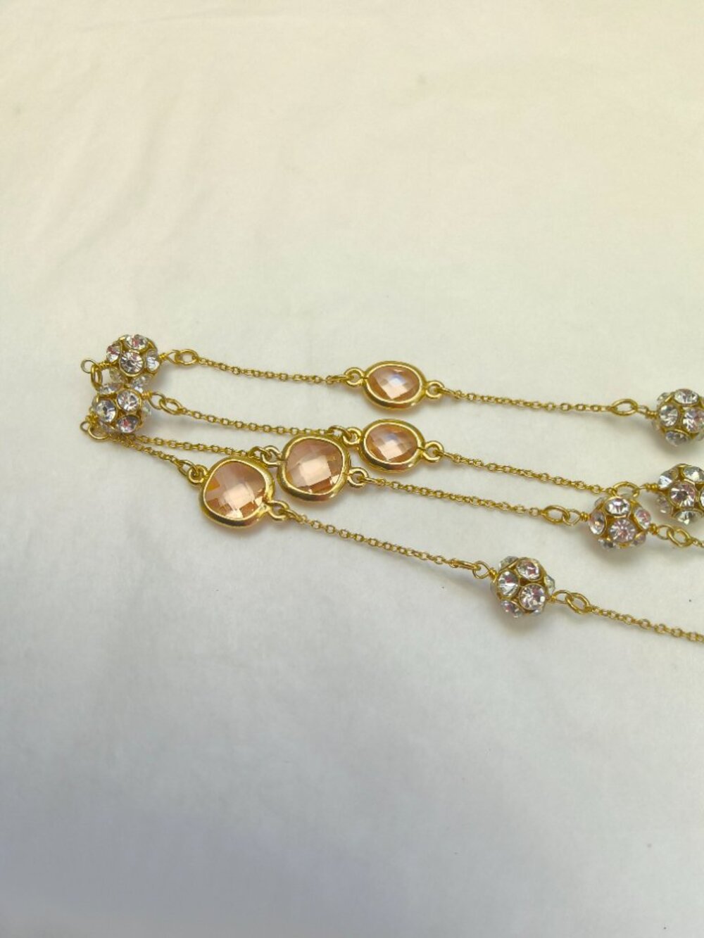 Delicate Rhinestone & Faceted Pink Stone Chain - Picture 4 of 11